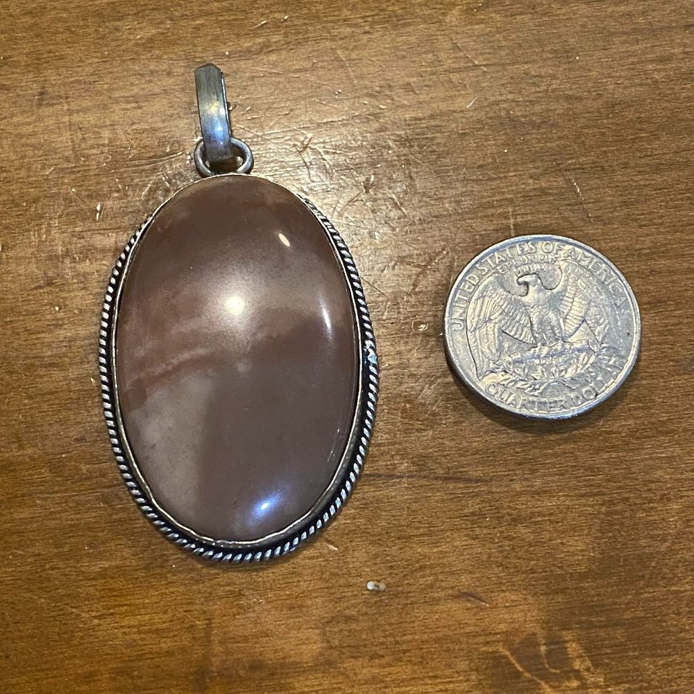 Natural Handmade Large Brown Agate Pendant.